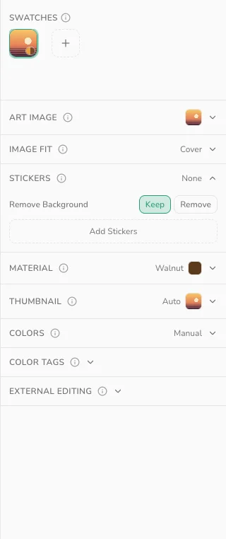The Stickers panel