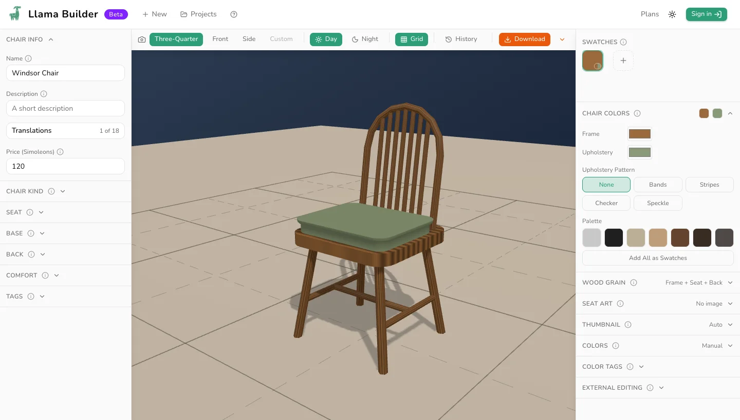 A Windsor chair in the editor