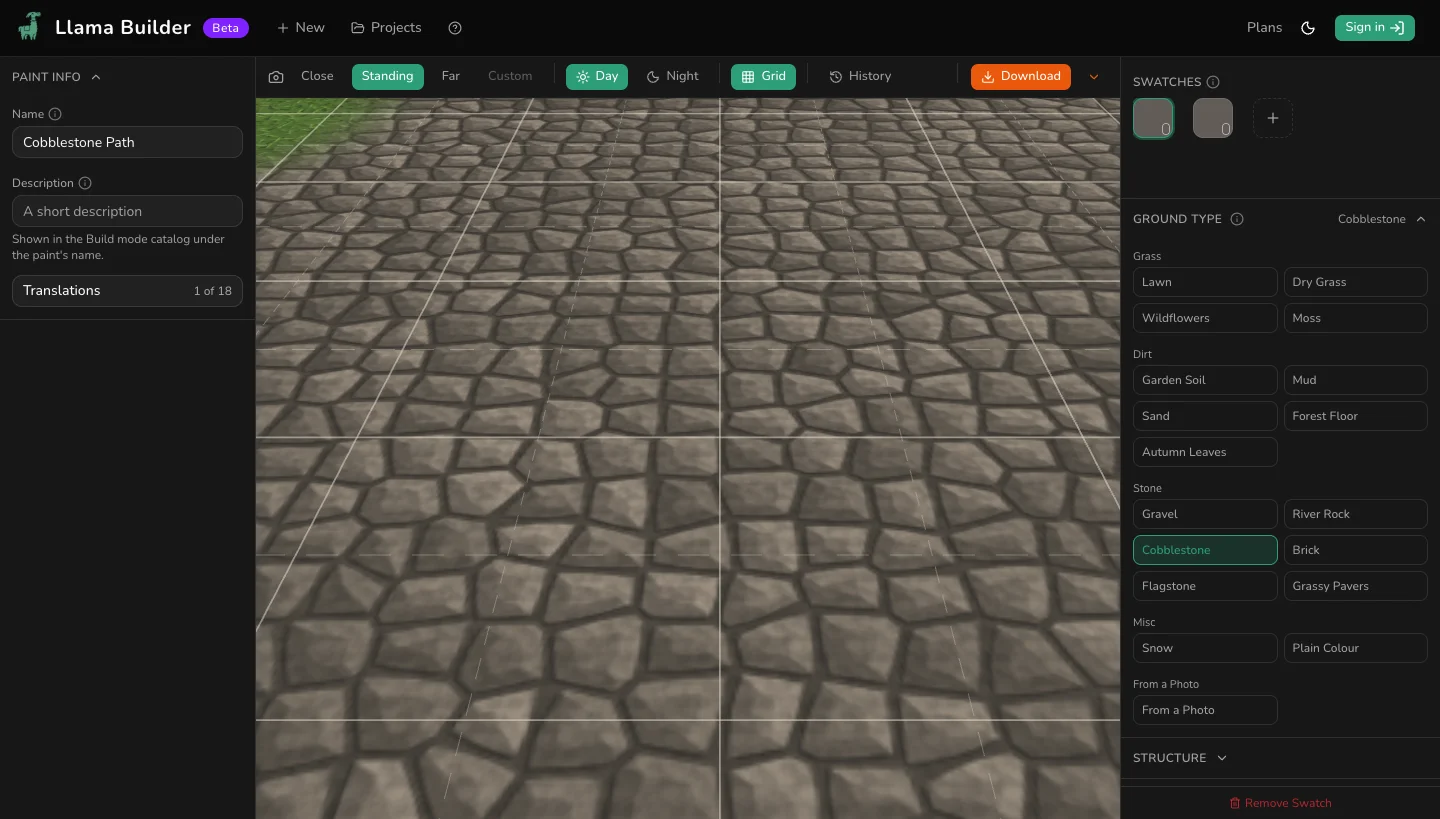 A cobblestone paint on the ground in the editor